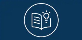 White book with lightbulb icon on dark blue background
